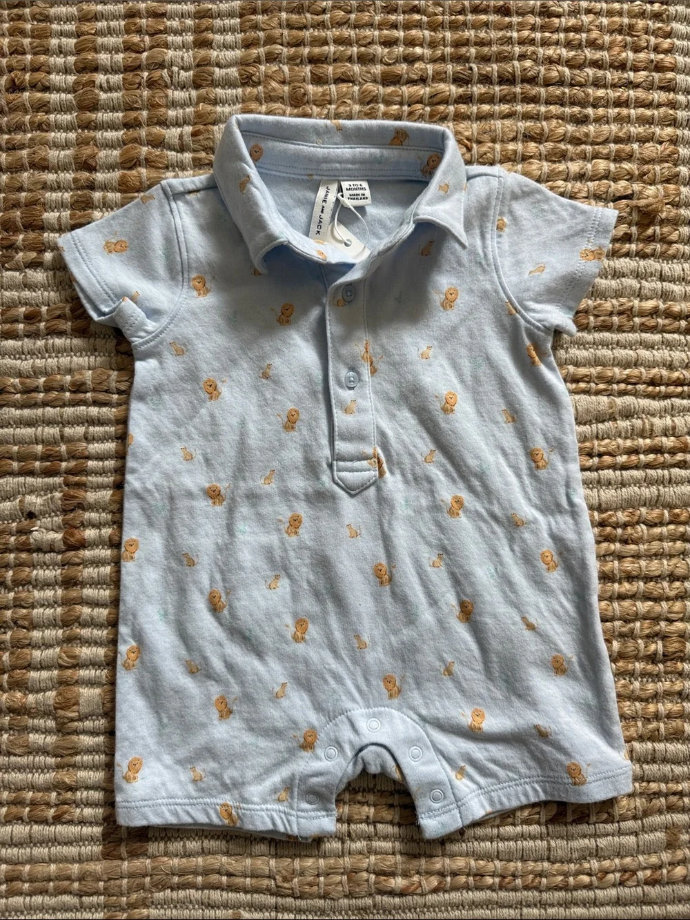 Janie & Jack Polo Romper - Light Blue
